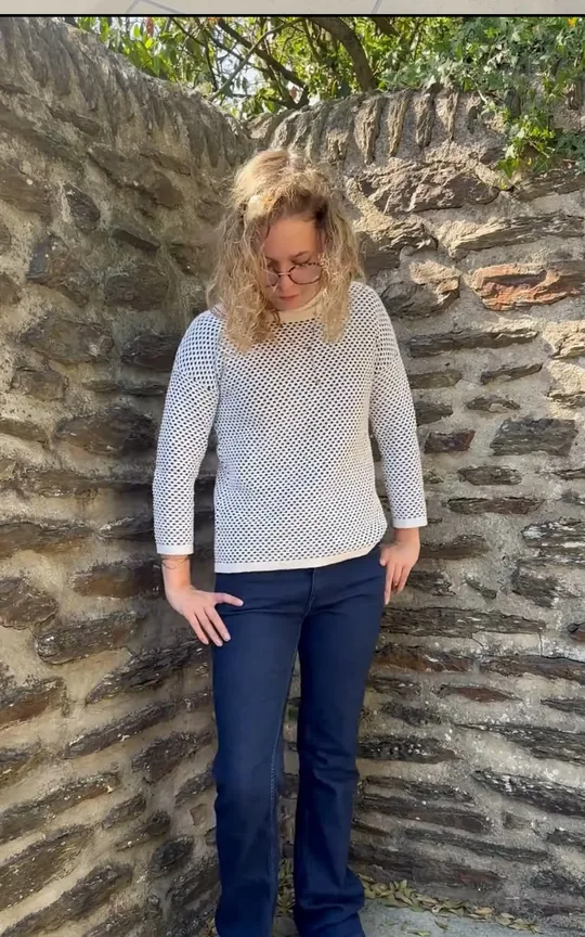 Pull maille blanc de seconde main